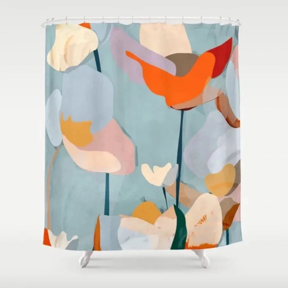 SOCIETY6 NWT abstract art flowers shower curtain -by thing designs